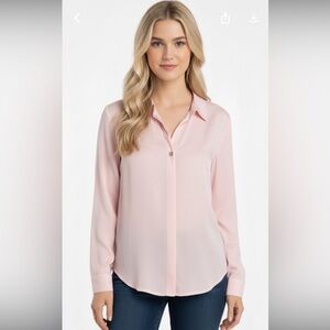 A New Day Hi-low Pink/Blush/Mauve Long Sleeve Button Up Blouse/Top/Shirt  Size L